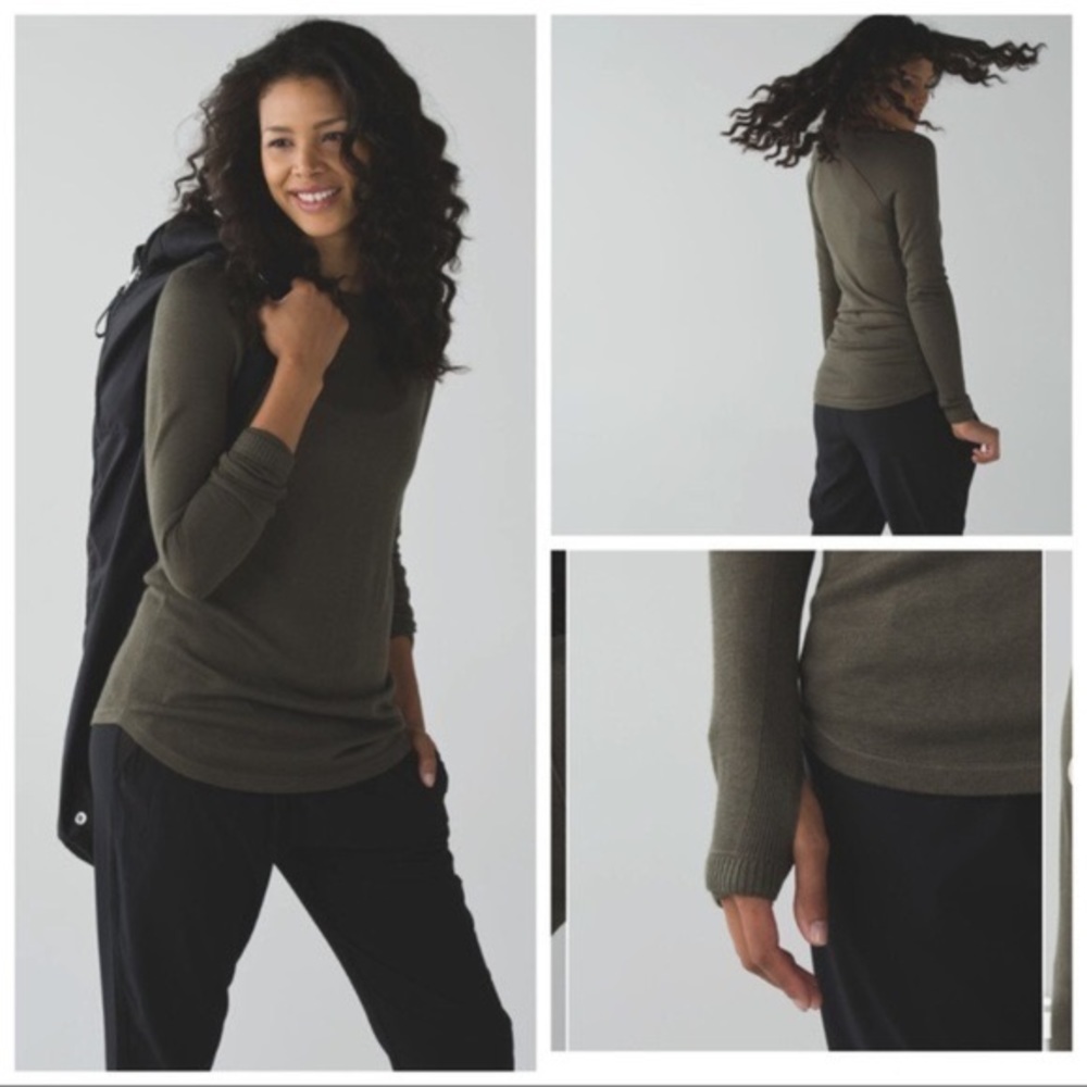 Lululemon “Be Bold” green merino wool sweater